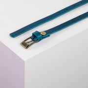 Ledergürtel 1,5cm mit Schnalle Kairo messing petrol ohne Muster