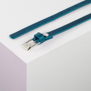 Ledergürtel 1,5cm mit Schnalle Kairo silber petrol ohne Muster