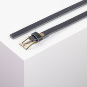 Ledergürtel 1,5cm mit Schnalle Brisbane messing matt navi ohne Muster