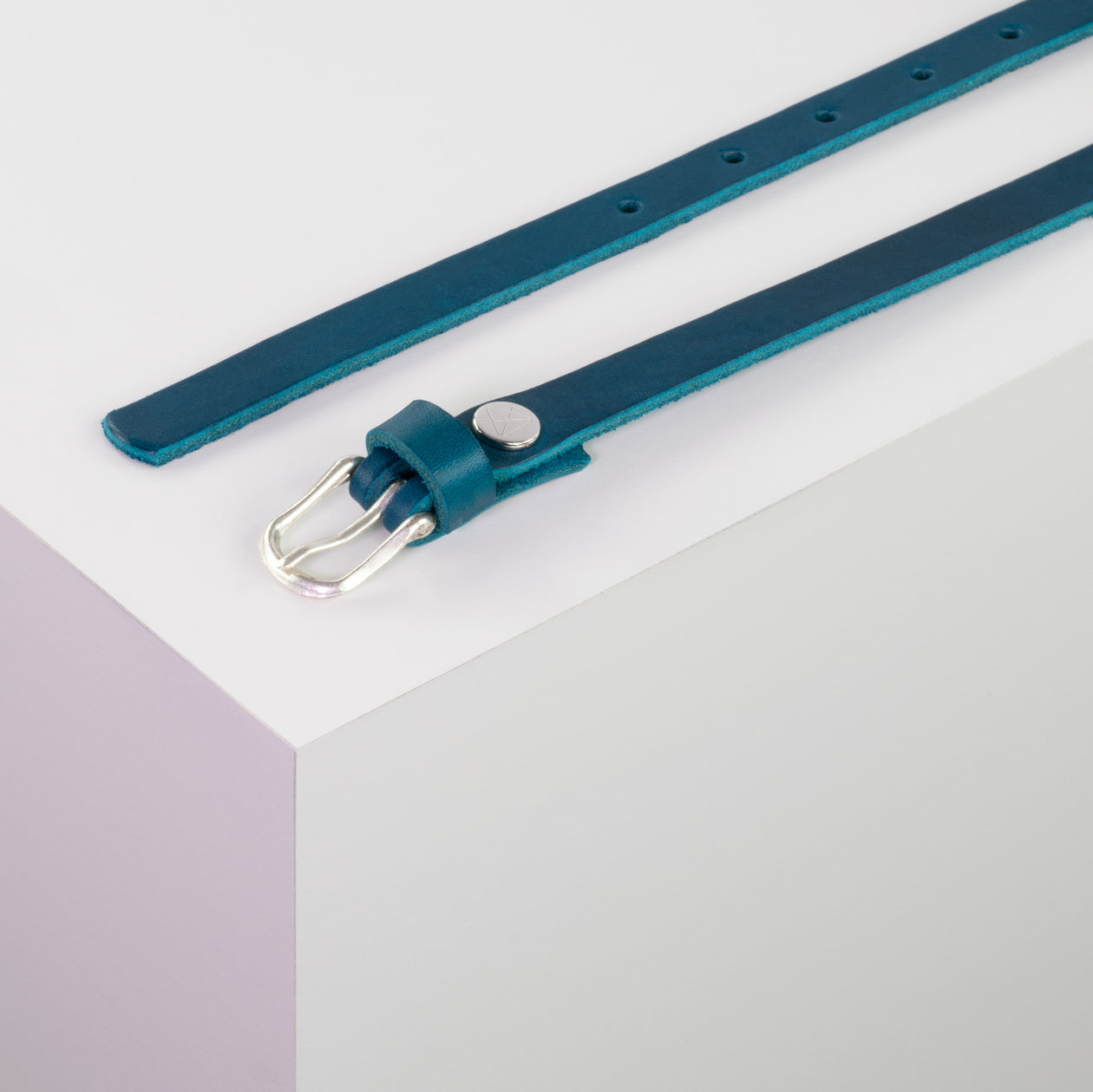 Ledergürtel 1,5cm mit Schnalle Bern petrol ohne Muster