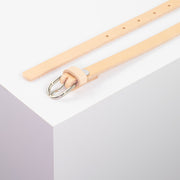 Ledergürtel 1,5cm mit Schnalle Sevilla silber glänzend natur ohne Muster