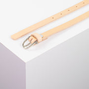 Ledergürtel 1,5cm mit Schnalle Hufeisen silber natur ohne Muster