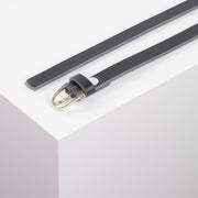 Ledergürtel 1,5cm mit Schnalle Hufeisen silber navi ohne Muster