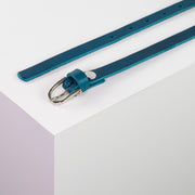 Ledergürtel 1,5cm mit Schnalle Hufeisen silber petrol ohne Muster