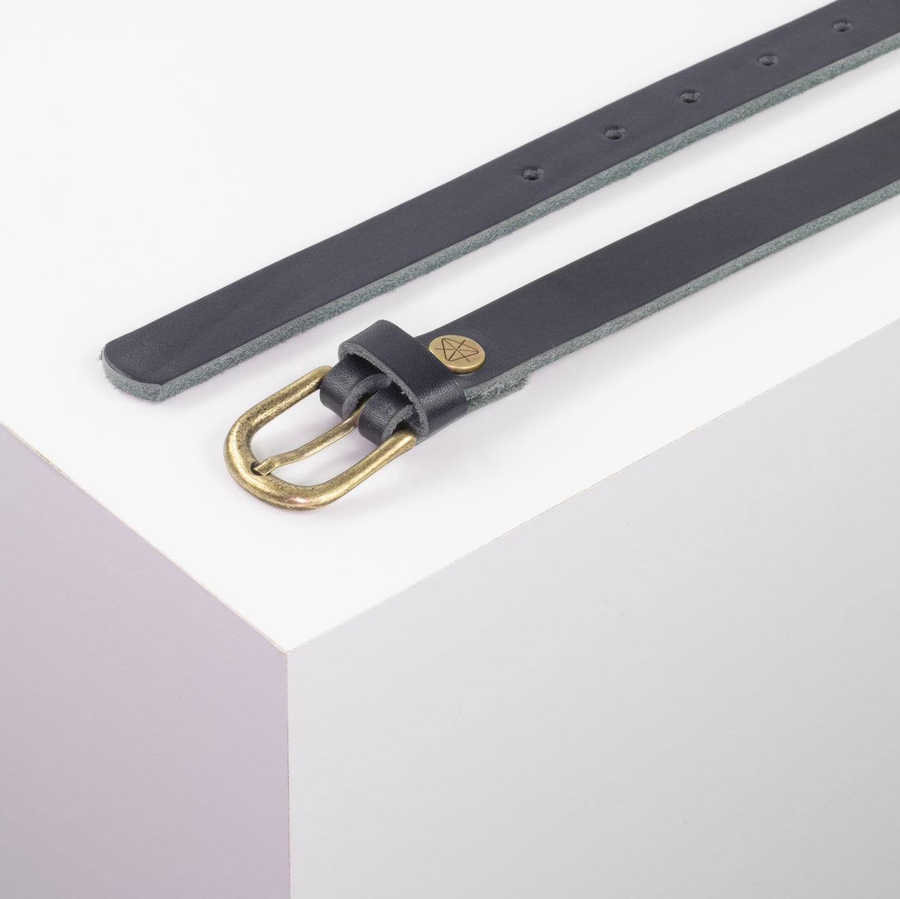 Ledergürtel 2cm mit Schnalle Luzern messing navi ohne Muster