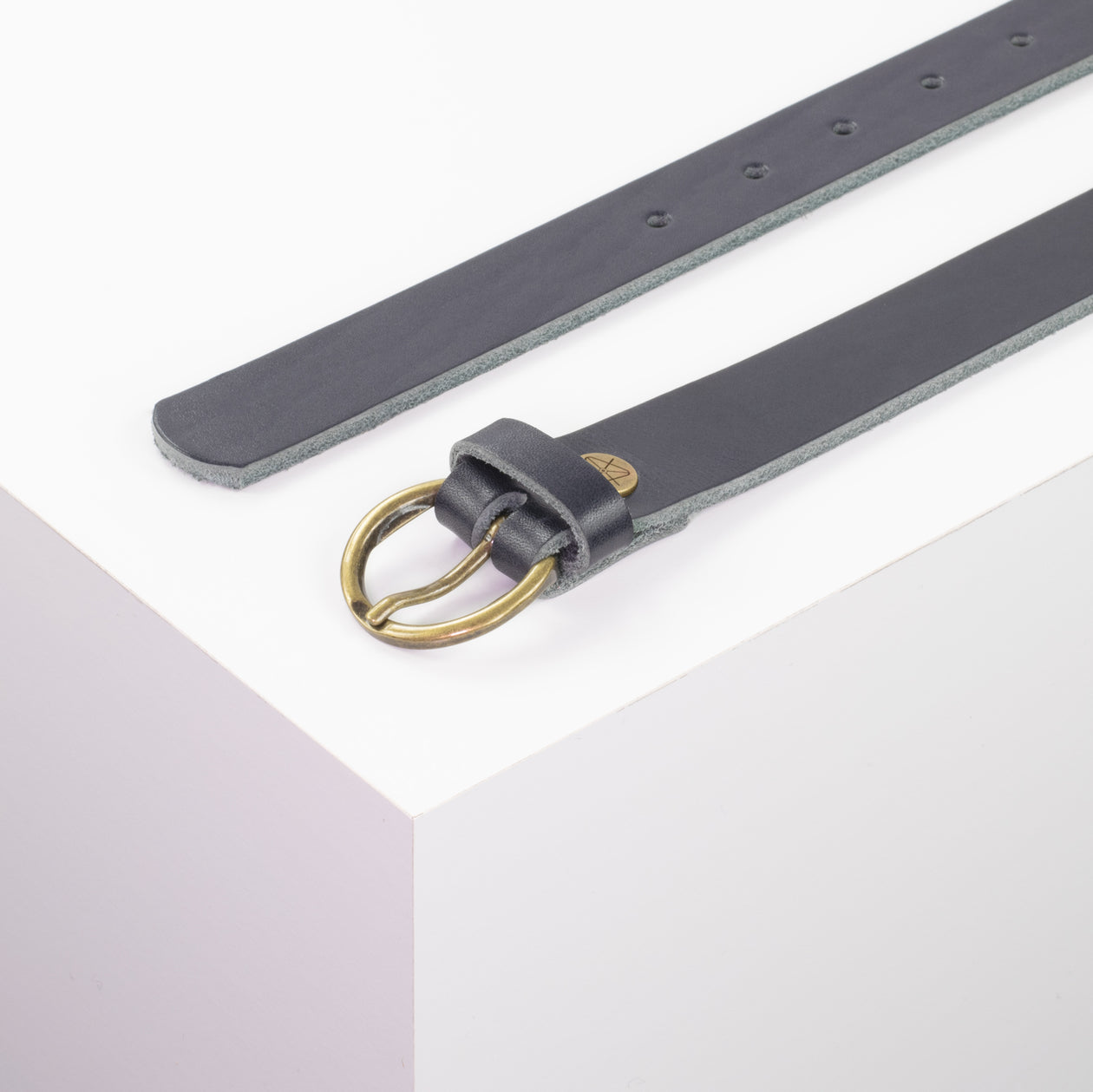 Ledergürtel 2,5cm mit Schnalle Oslo messing navi ohne Muster