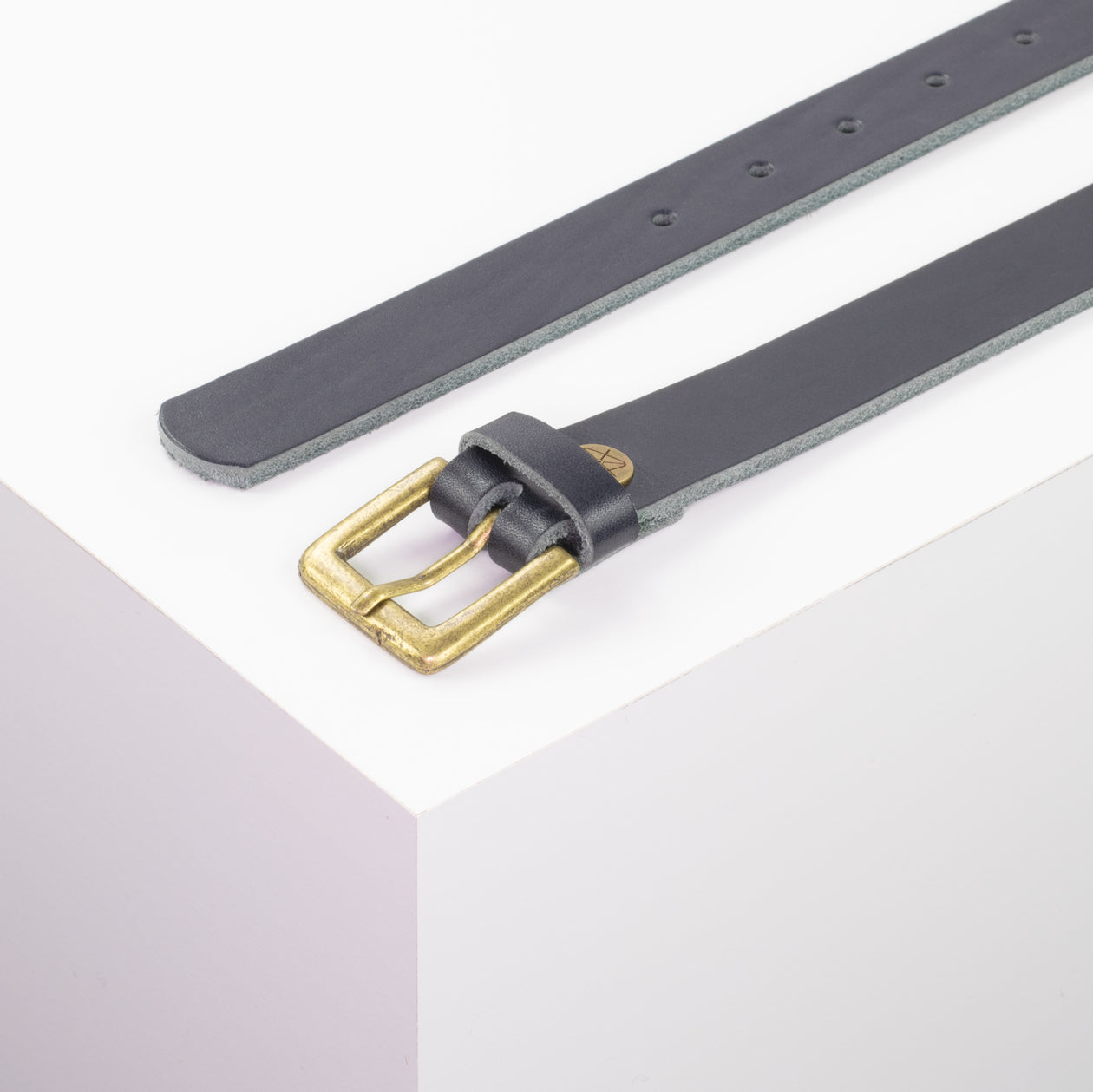 Ledergürtel 2,5cm mit Schnalle Tarifa Messing navi ohne Muster