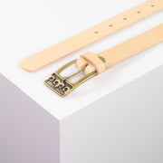 Ledergürtel 2,5cm mit Schnalle Ornament messing natur ohne Muster