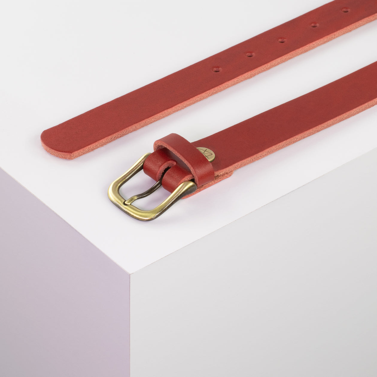 Ledergürtel 2,5cm mit Schnalle Chicago messing rot ohne Muster