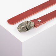 Ledergürtel 3cm mit Schnalle Hirsch springend rot ohne Muster