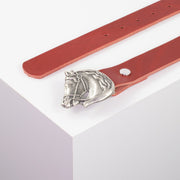 Ledergürtel 3cm mit Schnalle Pferdekopf rot ohne Muster