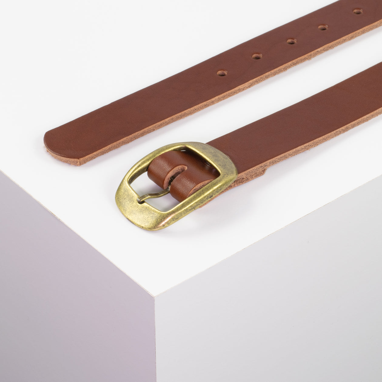 Ledergürtel 3cm mit Schnalle Budapest messing cognac ohne Muster