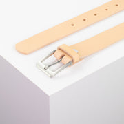 Ledergürtel 3cm mit Schnalle Boston silber glänzend natur ohne Muster