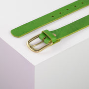 Ledergürtel 3cm mit Schnalle Conil messing apfelgrün ohne Muster