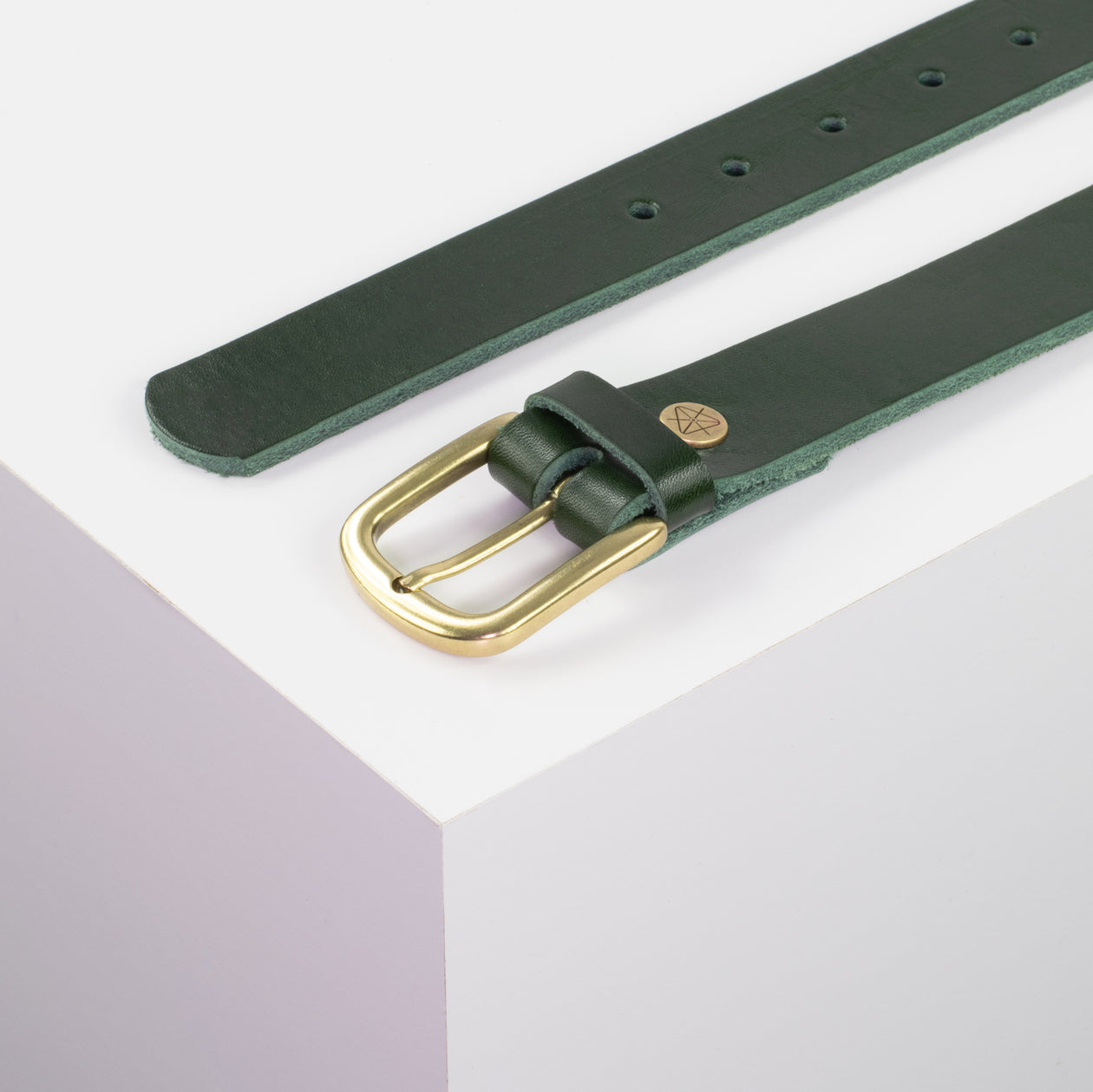 Ledergürtel 3cm mit Schnalle Conil messing grün ohne Muster