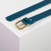 Ledergürtel 3cm mit Schnalle Conil messing petrol ohne Muster