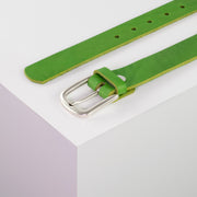 Ledergürtel 3cm mit Schnalle Conil silber matt apfelgrün ohne Muster