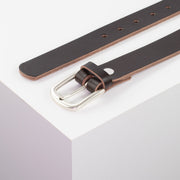 Ledergürtel 3cm mit Schnalle Conil silber matt dunkelbraun ohne Muster