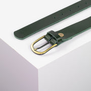 Ledergürtel 3cm mit Schnalle Nizza messing grün ohne Muster