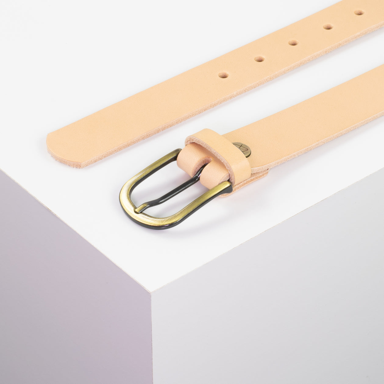 Ledergürtel 3cm mit Schnalle Nizza messing natur ohne Muster