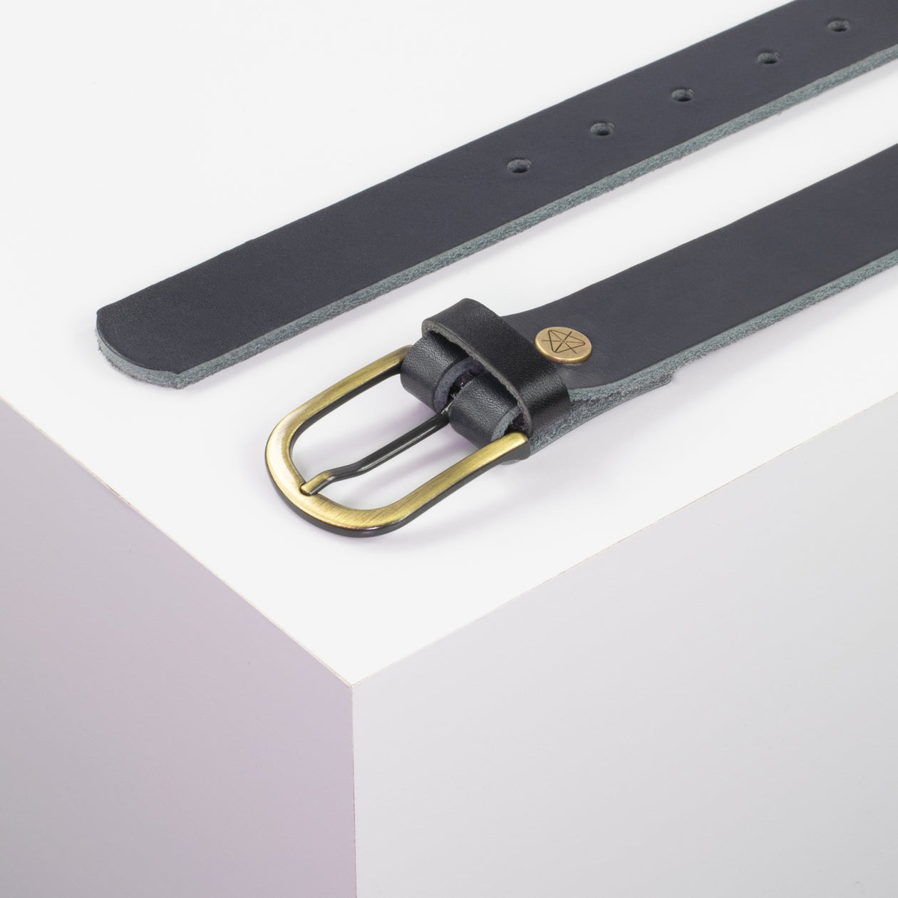 Ledergürtel 3cm mit Schnalle Nizza messing navi ohne Muster