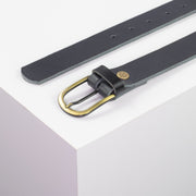 Ledergürtel 3cm mit Schnalle Nizza messing navi ohne Muster