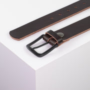 Ledergürtel 3,5cm mit Schnalle Rio dunkelbraun ohne Muster