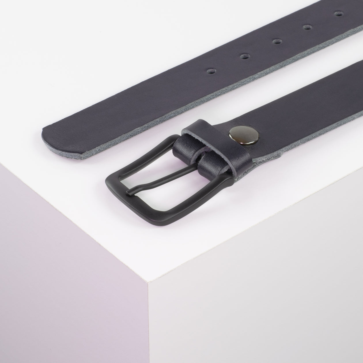 Ledergürtel 3,5cm mit Schnalle Rio navi ohne Muster