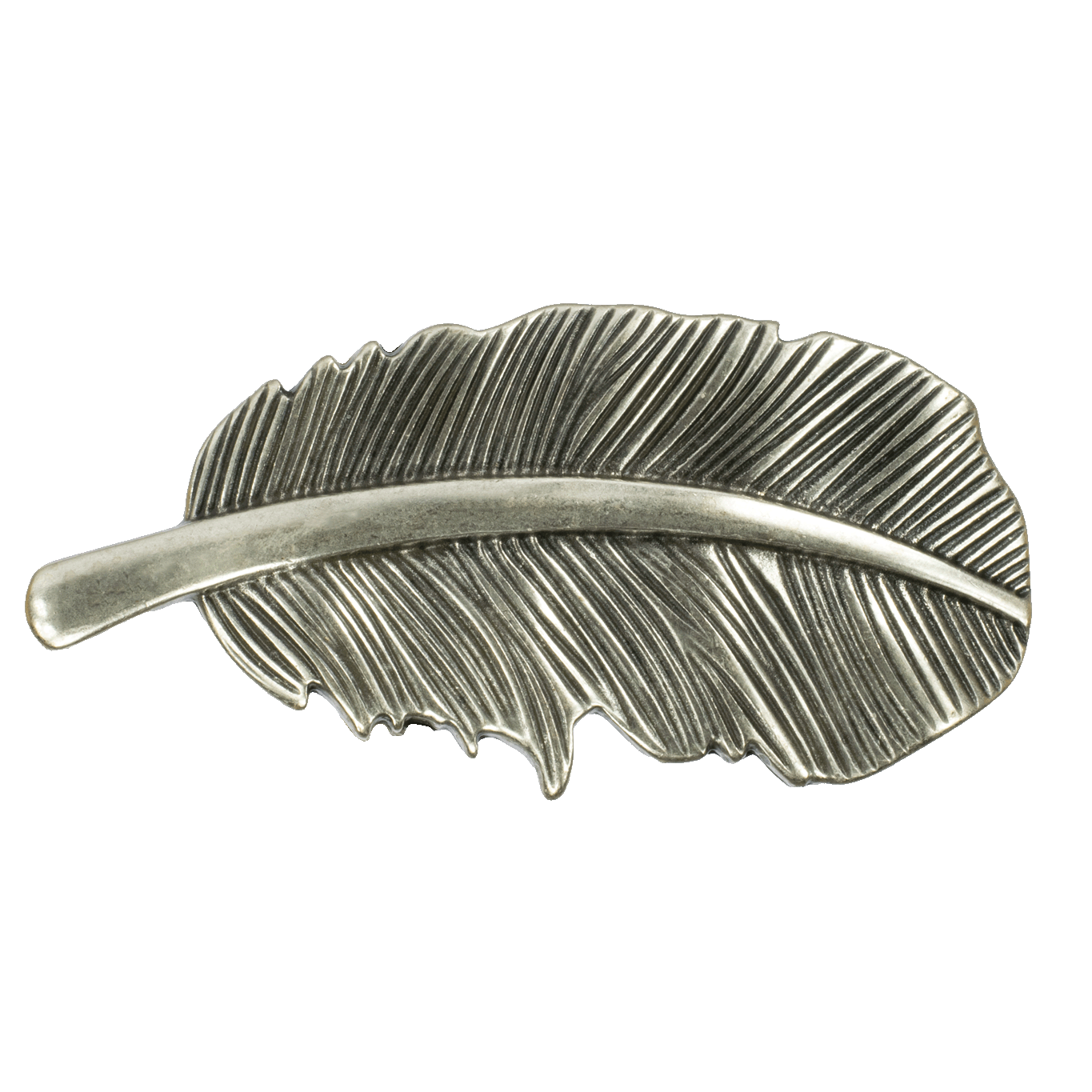 Gürtelschnalle 4cm Feder silber matt