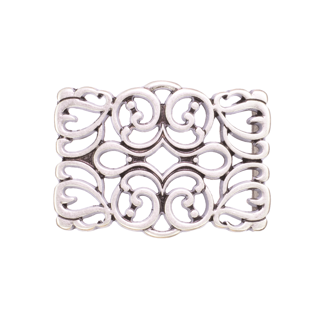 Gürtelschnalle 4cm Blumentor silber