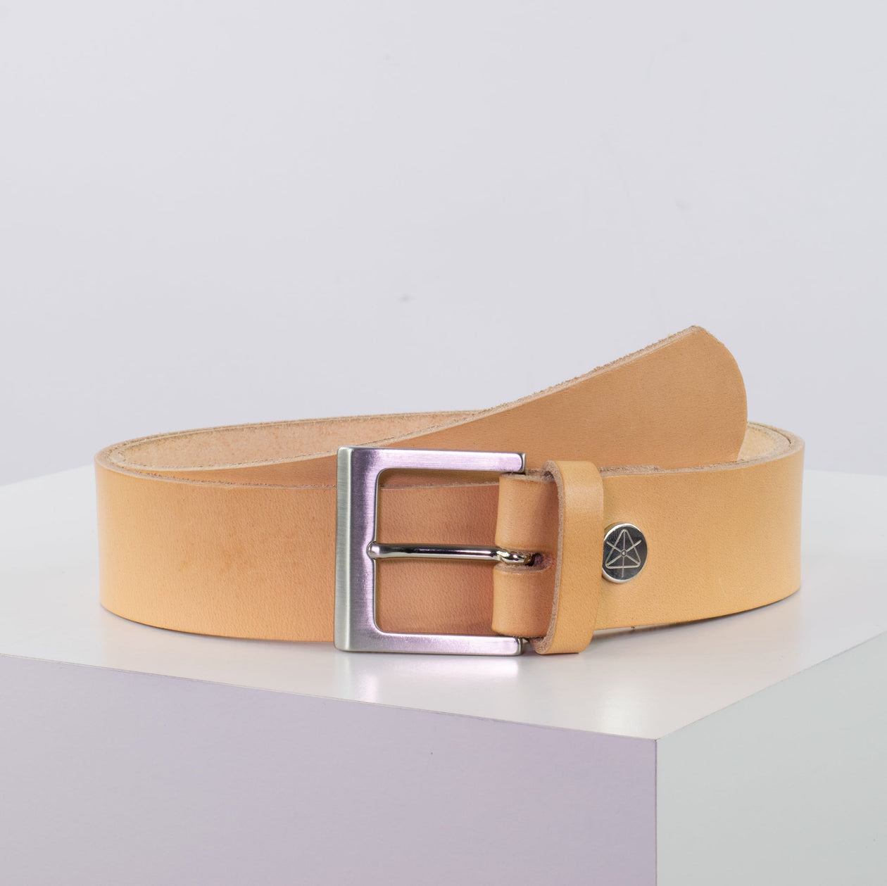 Ledergürtel 4cm mit Schnalle Graz silber glänzend natur ohne Muster