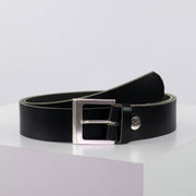 Ledergürtel 4cm mit Schnalle Graz silber matt schwarz ohne Muster