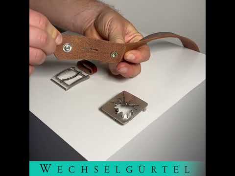 Ledergürtel 4cm mit Schnalle Hirsch