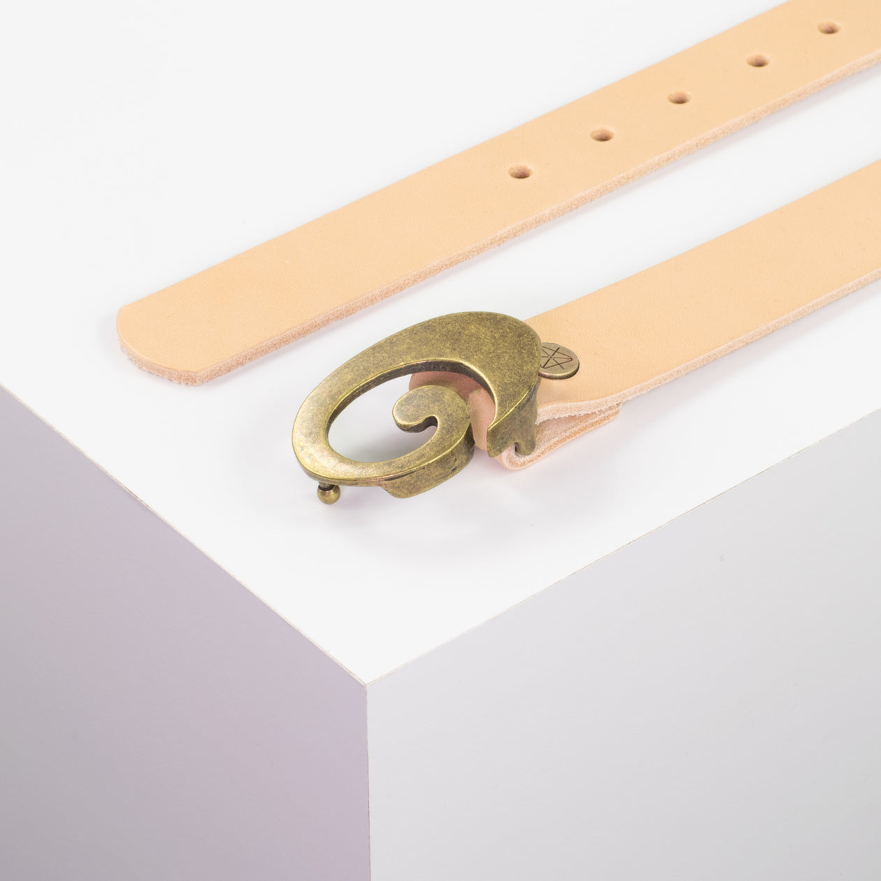 Ledergürtel 3cm mit Schnalle Schnecke messing natur ohne Muster