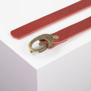 Ledergürtel 3cm mit Schnalle Schnecke messing rot ohne Muster