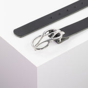 Ledergürtel 3cm mit Schnalle Havanna silber glänzend schwarz ohne Muster