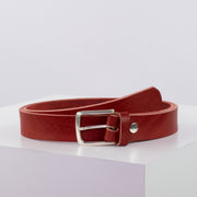 Ledergürtel 3cm mit Schnalle Perth silber rot ohne Muster