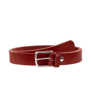 Ledergürtel 3cm mit Schnalle Perth silber rot ohne Muster