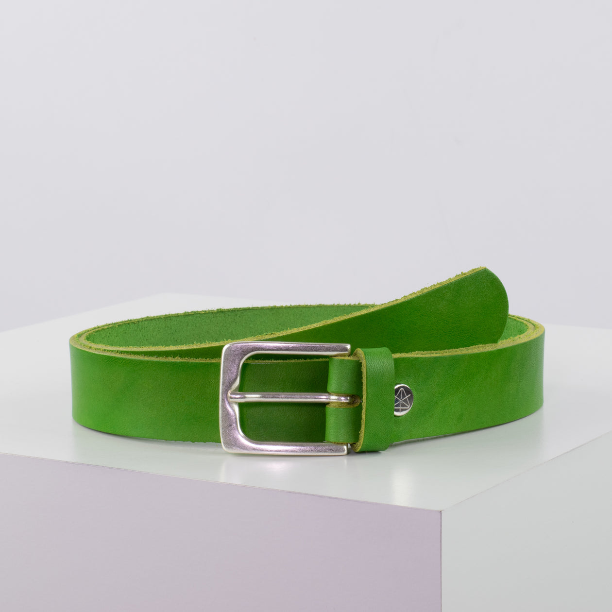Ledergürtel 3cm mit Schnalle Caracas silber apfelgrün ohne Muster