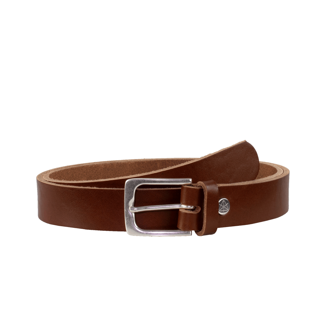 Ledergürtel 3cm mit Schnalle Caracas silber cognac ohne Muster