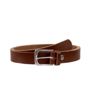 Ledergürtel 3cm mit Schnalle Caracas silber cognac ohne Muster