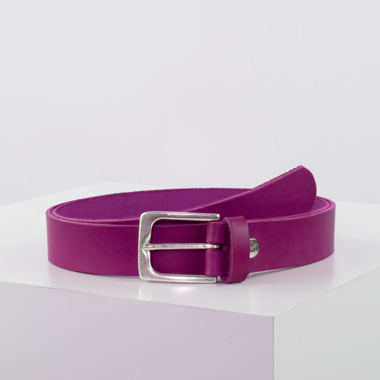 Ledergürtel 3cm mit Schnalle Caracas silber pink ohne Muster