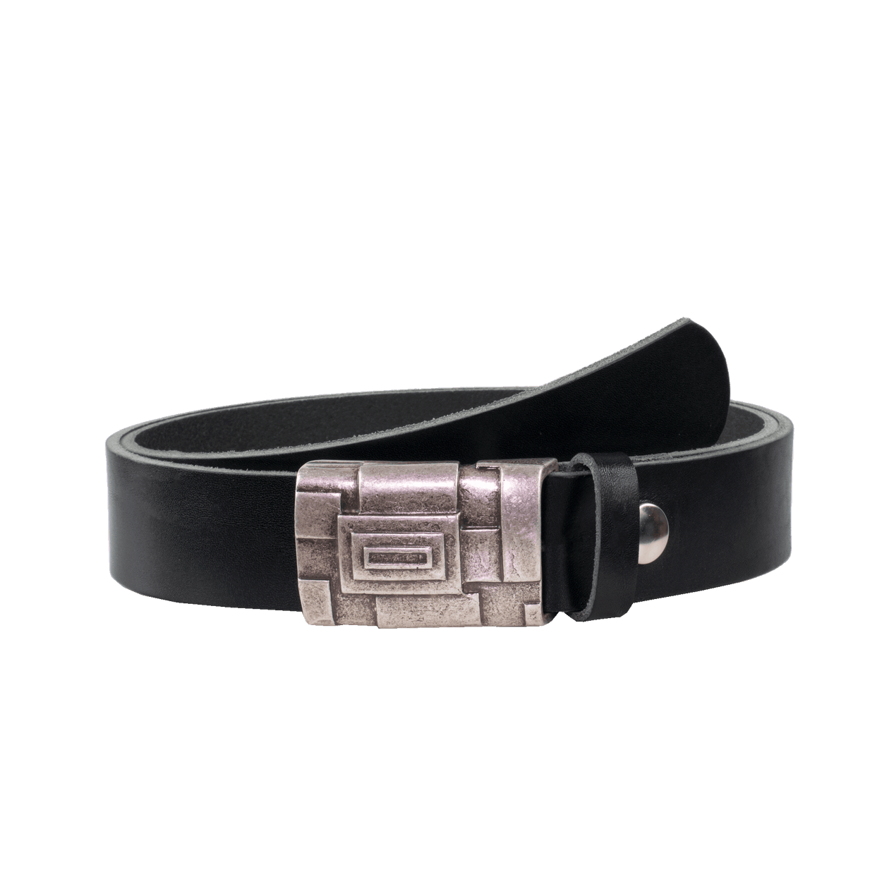 Ledergürtel 3,5cm mit Schnalle Athen silber schwarz ohne Muster
