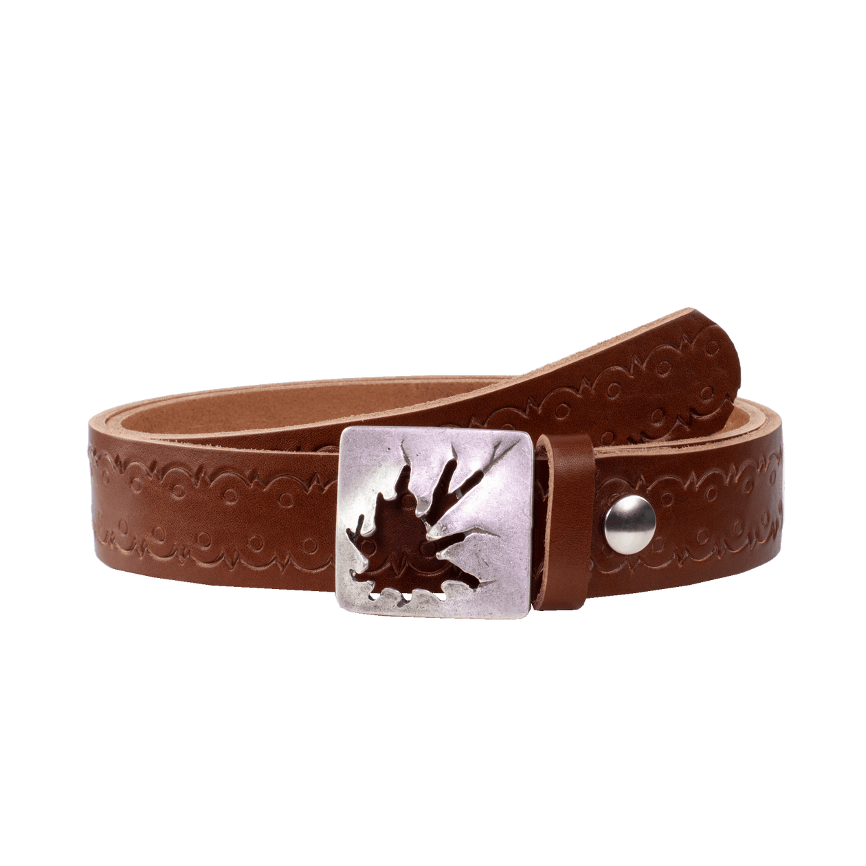 Ledergürtel 3,5cm mit Schnalle Vesuvio silber cognac Lochwelle