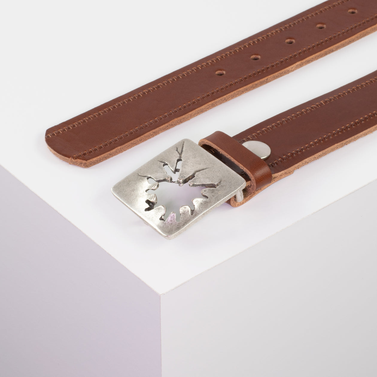 Ledergürtel 3,5cm mit Schnalle Vesuvio silber cognac Reißverschluss