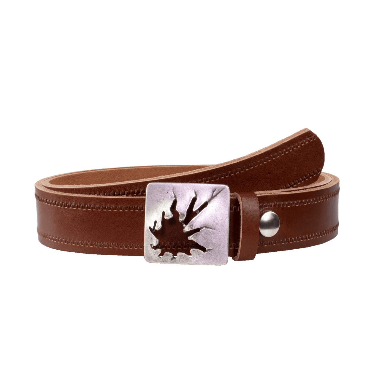 Ledergürtel 3,5cm mit Schnalle Vesuvio silber cognac Reißverschluss