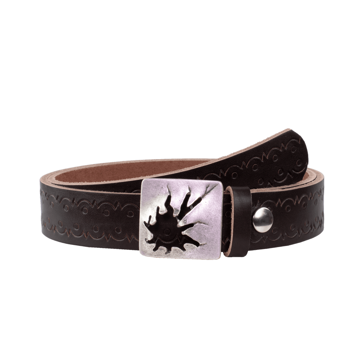 Ledergürtel 3,5cm mit Schnalle Vesuvio silber dunkelbraun Lochwelle