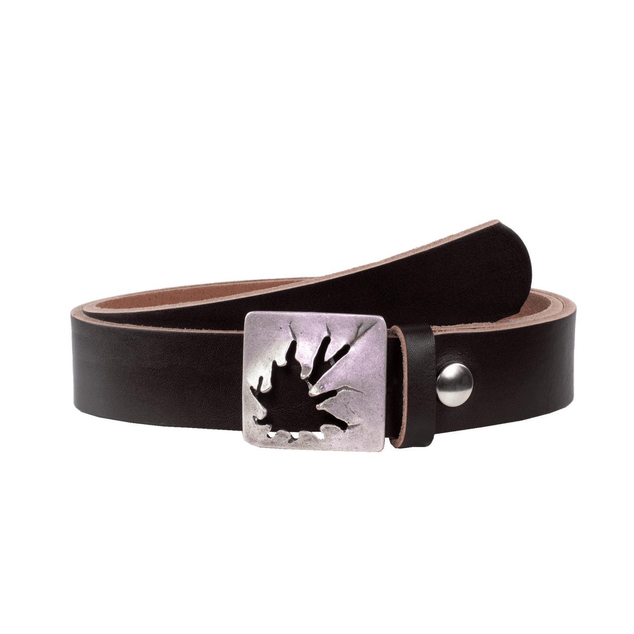 Ledergürtel 3,5cm mit Schnalle Vesuvio silber dunkelbraun ohne Muster