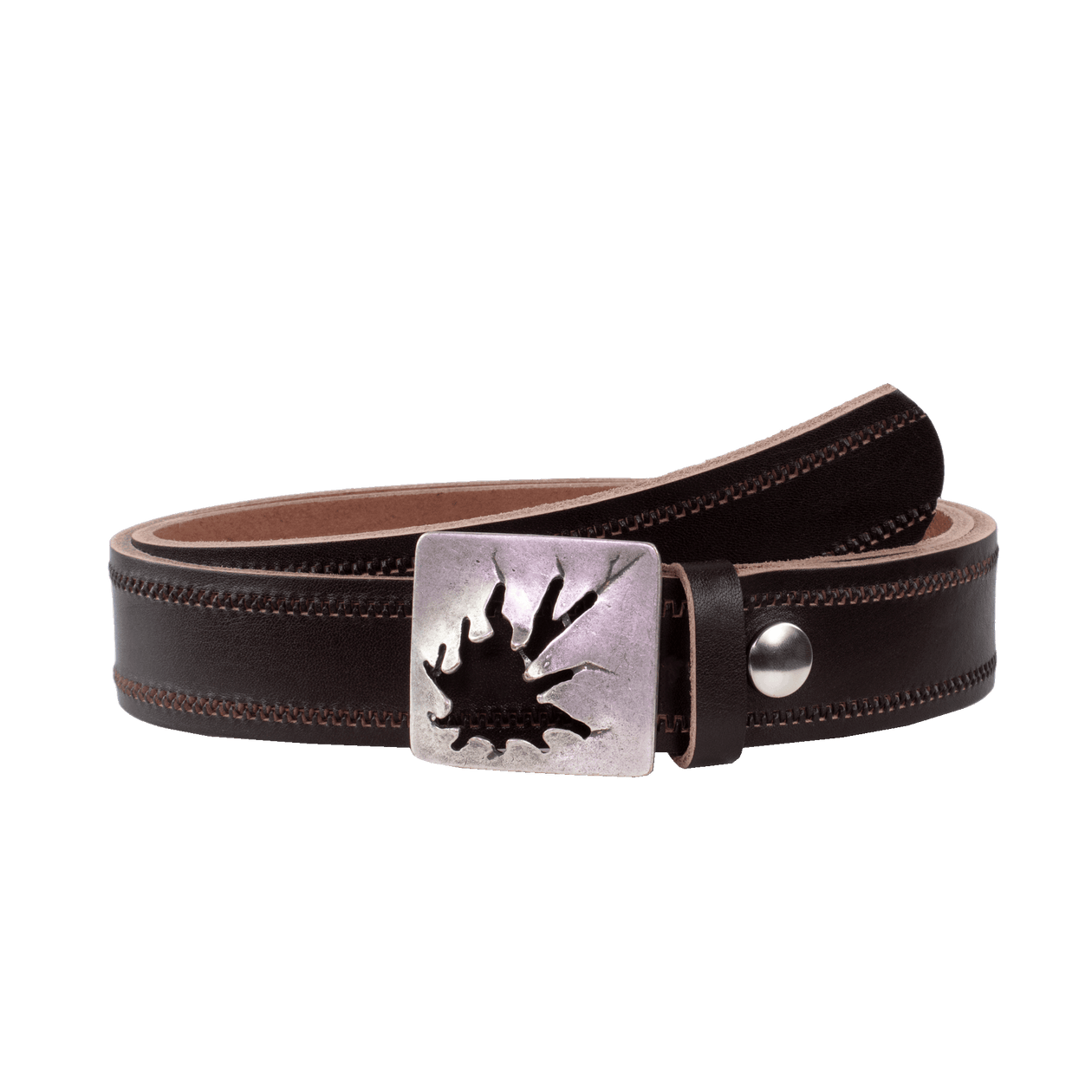 Ledergürtel 3,5cm mit Schnalle Vesuvio silber dunkelbraun Reißverschluss