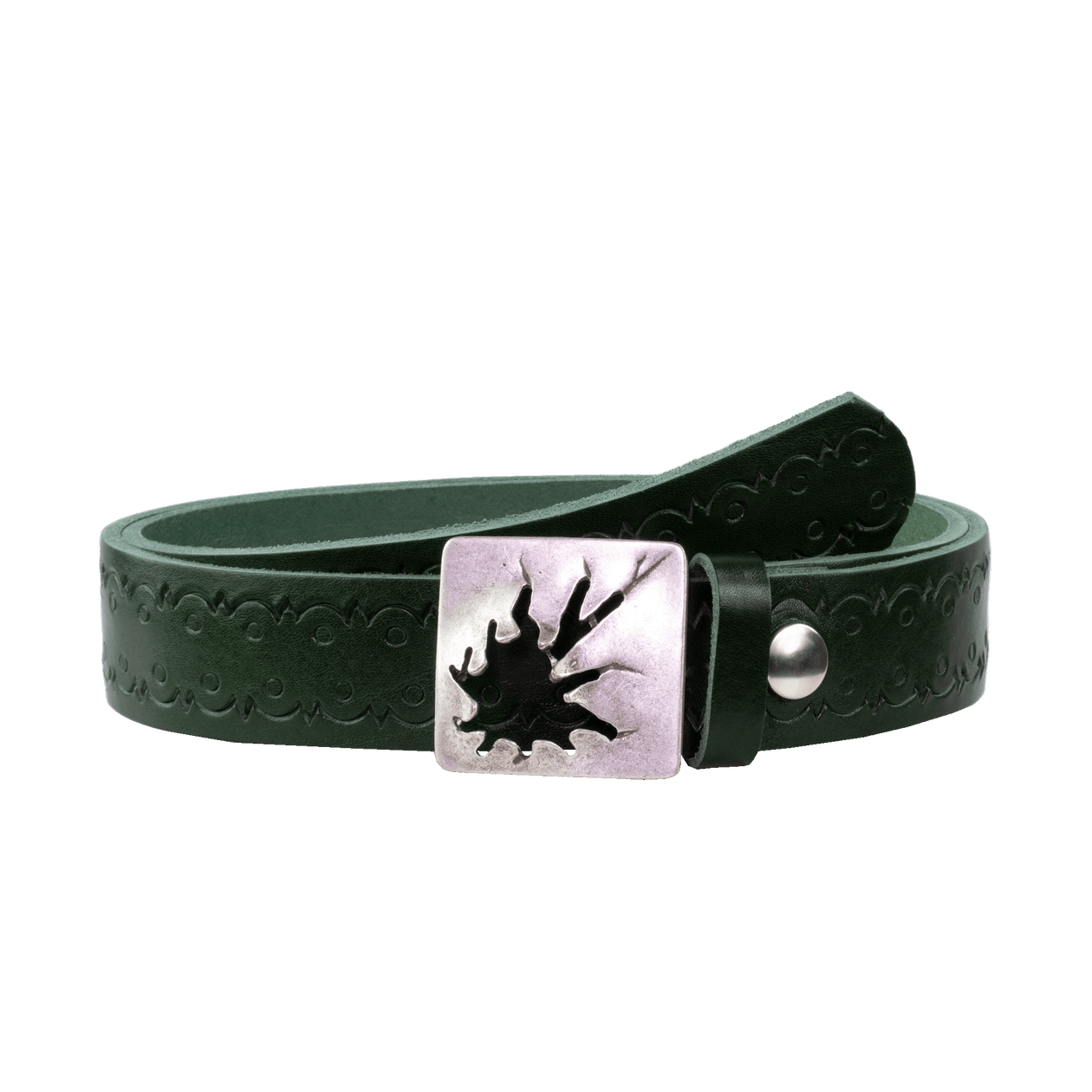 Ledergürtel 3,5cm mit Schnalle Vesuvio silber grün Lochwelle